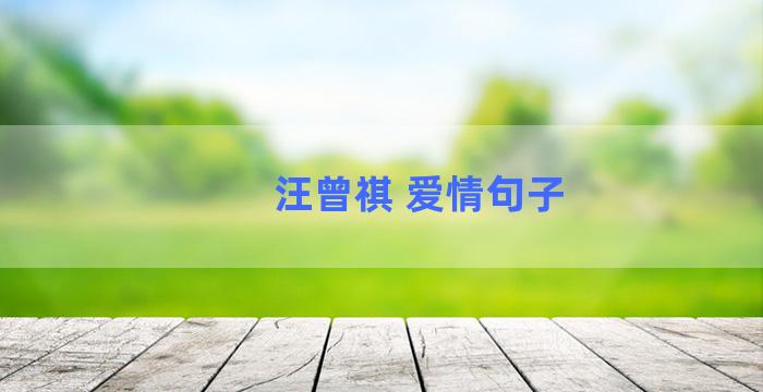 汪曾祺 爱情句子